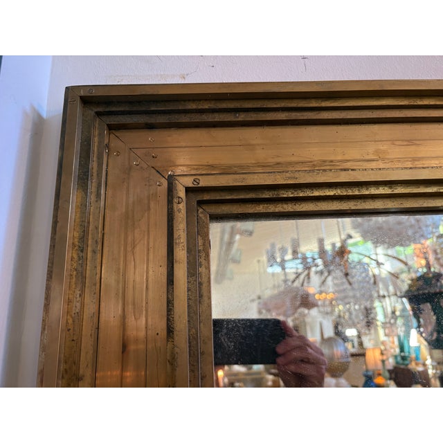 Monumental Italian Modern Neoclassical Style Bronze Mirror For Sale - Image 11 of 13