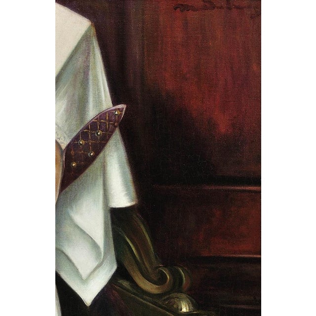 After Edgard Maxence, Liturgical Costume, 1910s, Oil on Canvas For Sale - Image 6 of 18