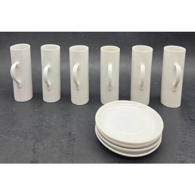 Lagardo Tackett Mid 20th Century Lagardo Tackett White Porcelain Espresso Demitasse Cups, Set of 6 For Sale - Image 4 of 12