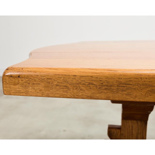 Country French Provincial Oak Farmhouse Trestle Dining Table 8 Ft For Sale - Image 10 of 18