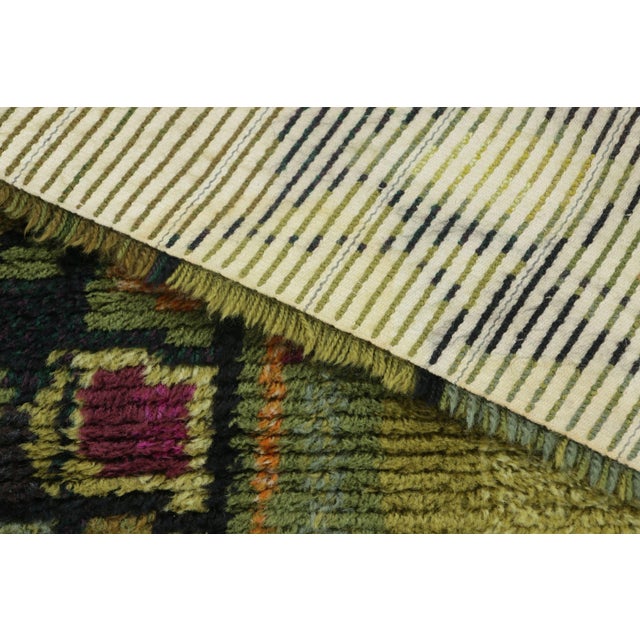 Olive Vintage Swedish Rya Rug, Earth Tones With Mosaic Geometry - Rug & Kilim For Sale - Image 8 of 9
