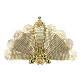 French Louis XV-Transition Style Peacock Fan Shaped Fire Screen, 1890s For Sale