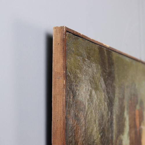 Venetian School, Landscape with Figures, Oil on Canvas, Framed For Sale - Image 10 of 12