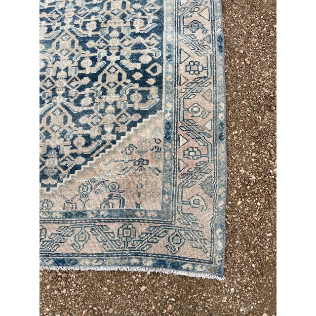 1960s 1960s Vintage Persian Blue Color With Cream Field Color Medium Size Rug For Sale - Image 5 of 6
