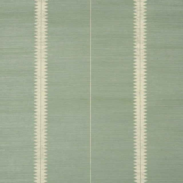 Schumacher Bristle Stripe Sisal Wallpaper In Seaglass For Sale