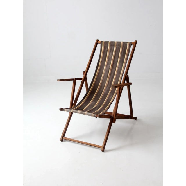 Mid Century Striped Deck Chair For Sale - Image 13 of 13