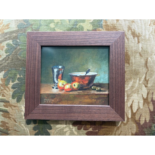 2020s 2025 After Chardin Gouache Still Life Painting in Custom Frame For Sale - Image 5 of 5