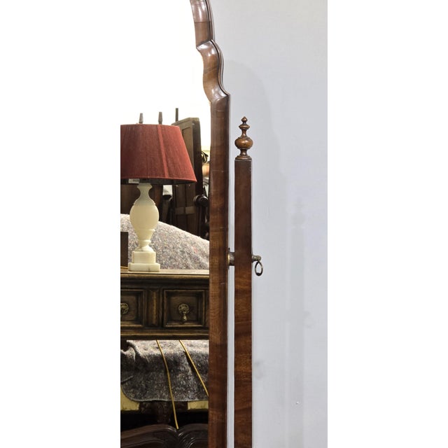 Queen Anne Walnut Cheval Mirror, 1920 For Sale - Image 6 of 12