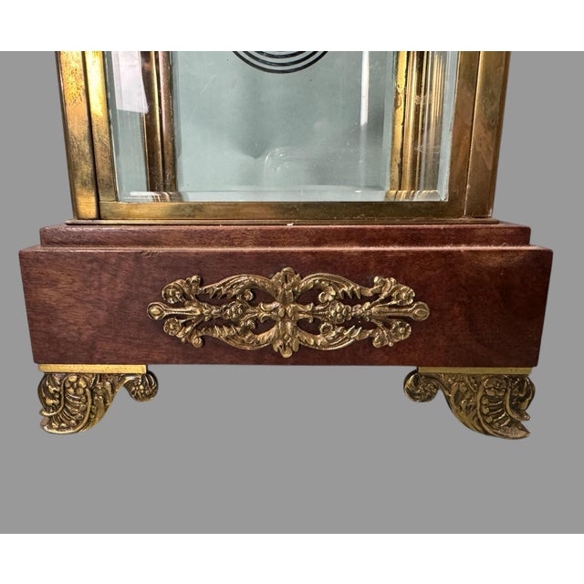 Early 20th Century Unusual Antique French Ormolu Decorated Crystal Regulator Clock W Porcelain Cherub Decorated Dial For Sale - Image 5 of 12