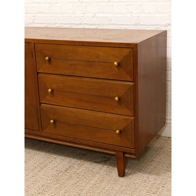 Mid Century Dresser With Gold Pulls For Sale - Image 11 of 12
