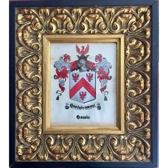 Antique Crest Painting, Coat of Arms Francis, Hand Painted Family Crest For Sale - Image 13 of 13
