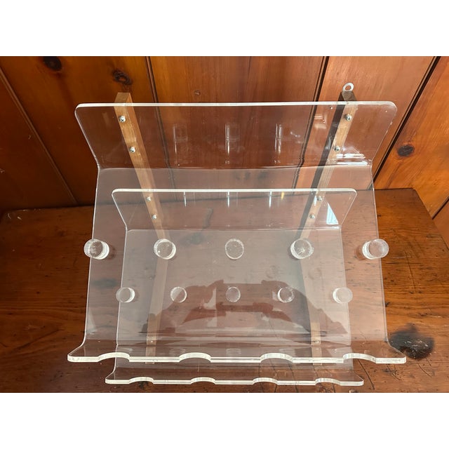 Transparent Vintage Lucite and Wood Wine Rack, 1980s Modern Minimalist 8 Bottle Bar Display For Sale - Image 8 of 12