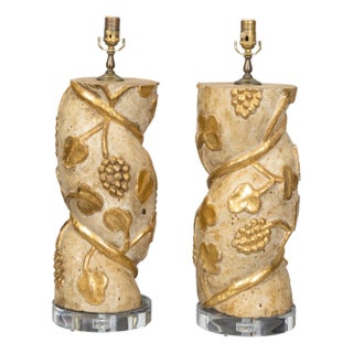 18th Century Italian Twisted Column Fragments Made into Table Lamps - a Pair For Sale