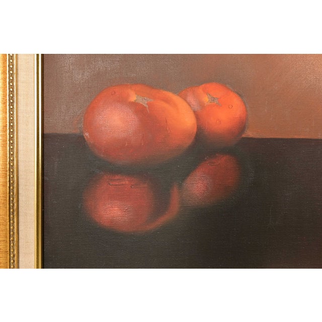 Mid 20th Century Original Artist Signed Garnelli Still Life Oil Painting on Canvas "Summer Eve Harvest" in Carved Giltwood Frame For Sale - Image 5 of 13