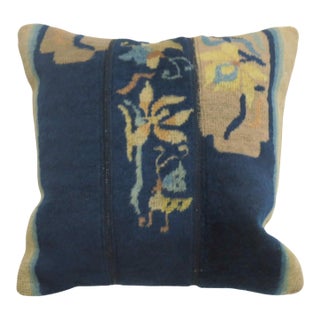 Zabihi Collection Navy Chinese Rug Pillow For Sale