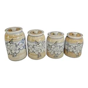 Petteford Canisters W/ Lid Birds Design Set of 4