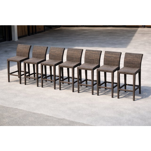 McGuire Set of Seven McGuire Rattan Barstools For Sale - Image 4 of 4