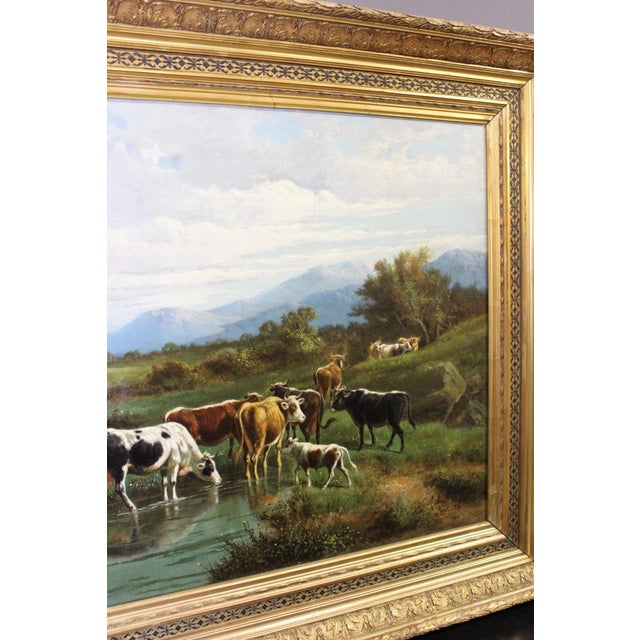 Giovanni Melone, Cows Grazing, 19th Century, Oil Painting on Canvas, Framed For Sale - Image 10 of 16