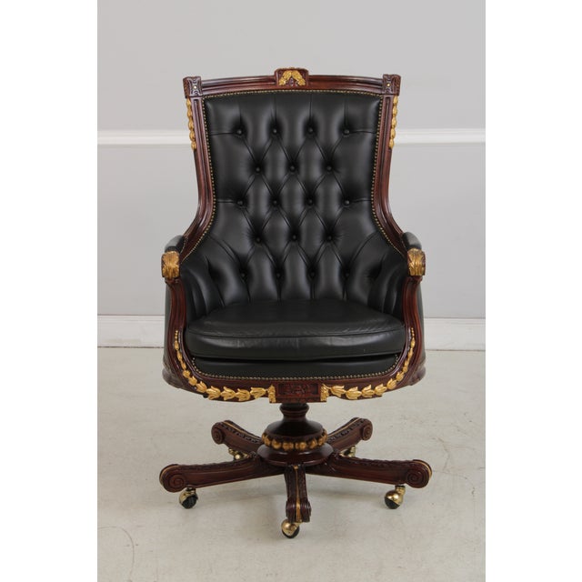 Age: Approx. 30 Years Old Details: Bell Flower Carved Details Gilt Gold Accents Brass Capped Feet & Casters Fine Carved...