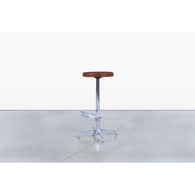 Vintage Walnut and Aluminum Bar Stools For Sale - Image 11 of 12