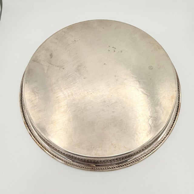 Traditional Mid-Century f.b. Rogers Silverplate Cocktail & Serving Tray With Pierced Gallery For Sale - Image 3 of 9