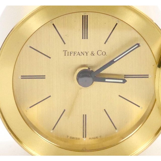 1960s Mid 20th Century Tiffany & Co. Gilt Bronze Round Shape Desk Clock For Sale - Image 5 of 10