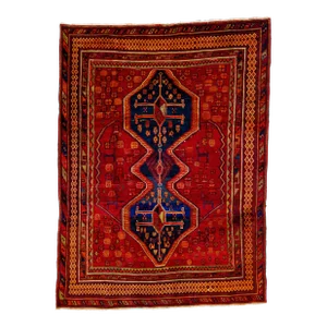 1960s Handmade Red Persian Shiraz Wool Rug