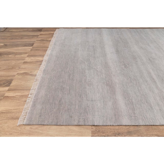 9' x 12' Savannah Hand Knotted Modern Grey Wool & Silk Rug For Sale - Image 4 of 18