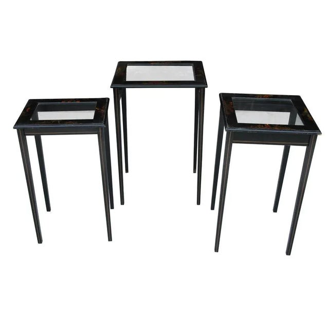 1910s Vintage Japanned Nesting Tables - Set of 3 For Sale - Image 5 of 10