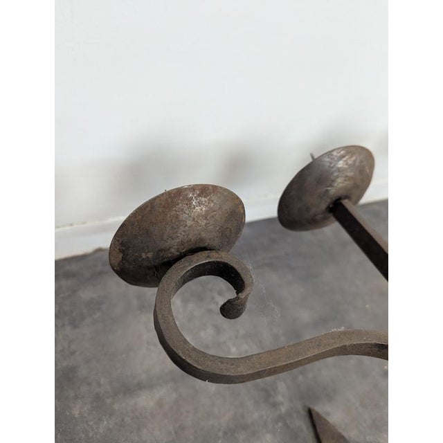 Brown Three-Light Wrought Iron Wall Sconces, Set of 2 For Sale - Image 8 of 9