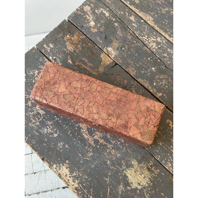 Red Vintage Painted Decoupage Masking Tape Glove Box, Mid 20th Century For Sale - Image 8 of 15