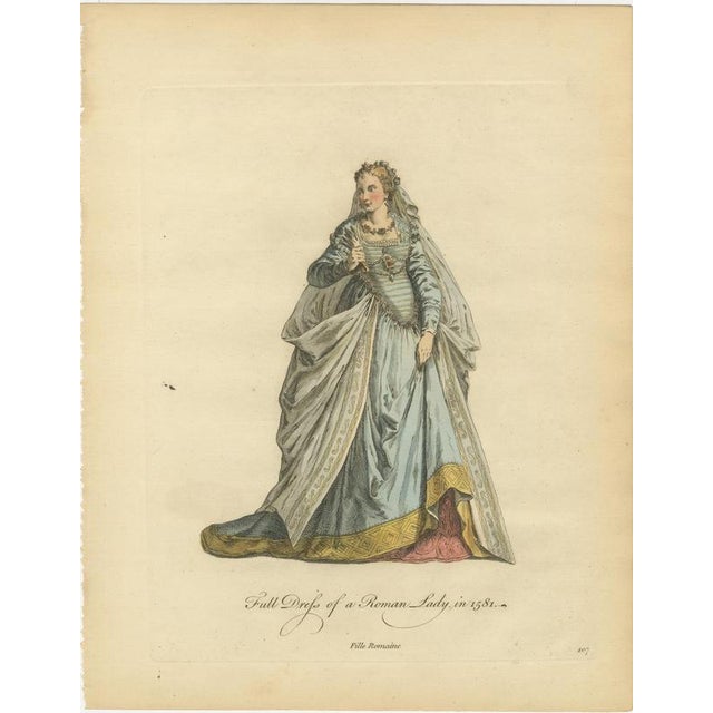 European School, Roman Noblewomen Costume, 1749, Paper Engravings For Sale - Image 3 of 9