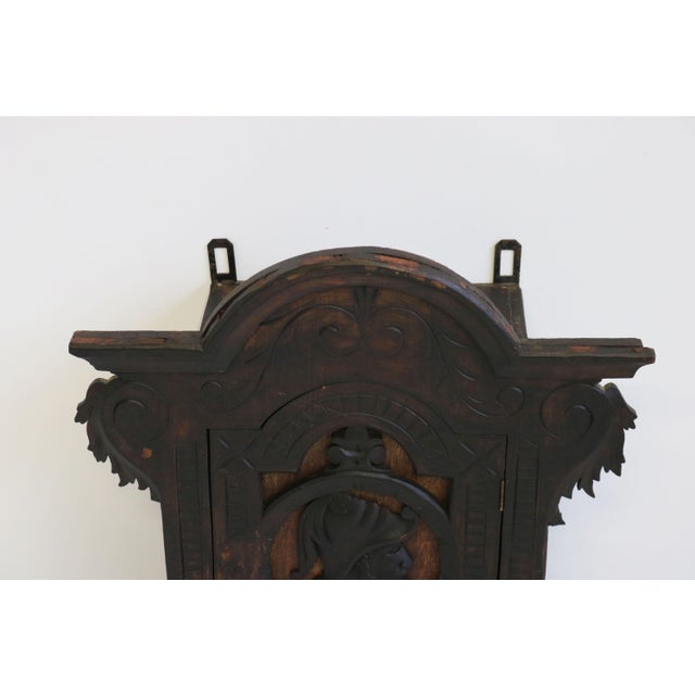19th Century Antique Spanish Wall Cabinet with Knight Dark Patina, 1890 For Sale - Image 5 of 9