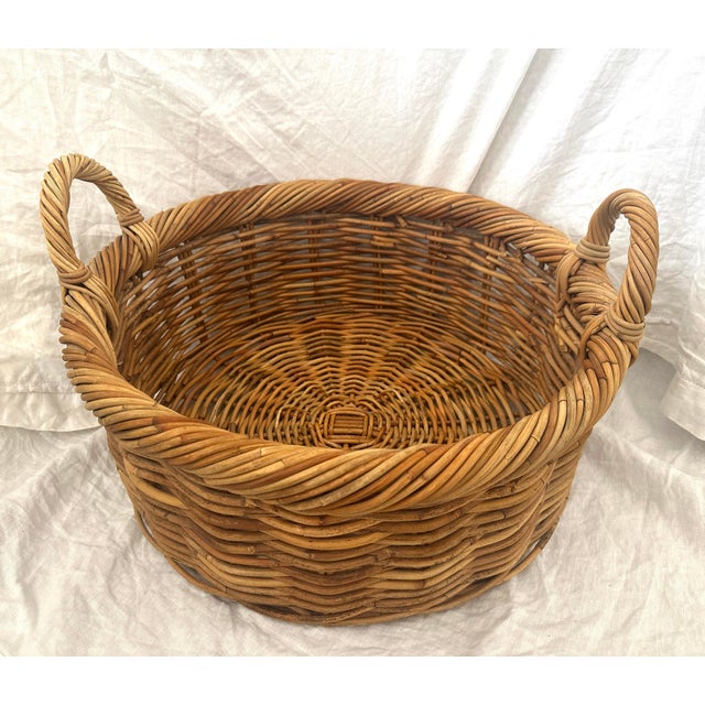 Rustic European Rustic European Woven Rattan/Wicker Gathering Basket For Sale - Image 3 of 5
