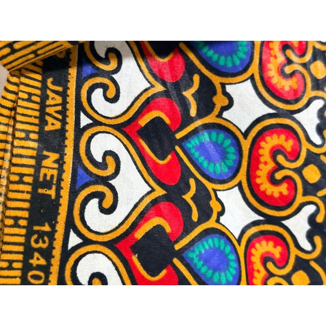 Vintage Super Java Net 6-Yard Cotton Fabric – Cobalt Blue Ornate Medallion Border Print, Thailand For Sale In Detroit - Image 6 of 9