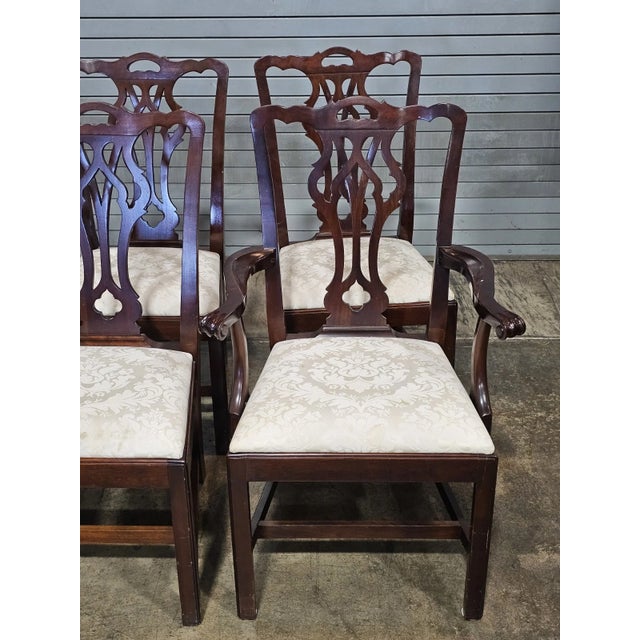 Set of 6 Late 20th Century Statton Chippendale Solid Cherry Dining Chairs Old Towne Maryland Made For Sale In Cleveland - Image 6 of 14