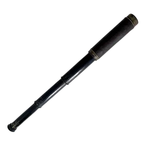 Expandable Metal Brass Telescope Wrapped in Leather with Silver Caps for Lens
