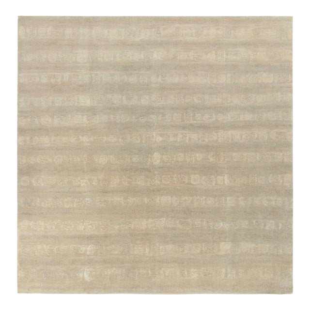 11x11 Contemporary Rug in Beige & Grey Muted Stripes by Rug & Kilim For Sale