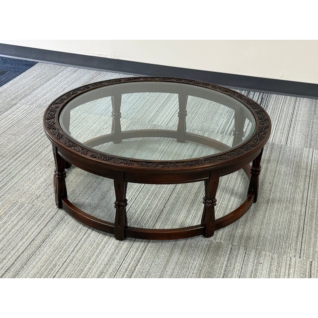 1970s Coffee Table Viking Oak Style Carved Wood For Sale - Image 5 of 5