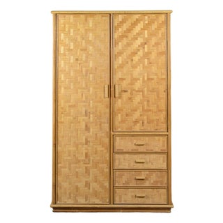 Vintage Covered Bamboo Cupboard For Sale