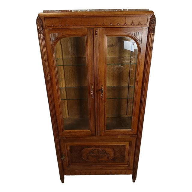 Art Deco Walnut Display Case, 1920s For Sale