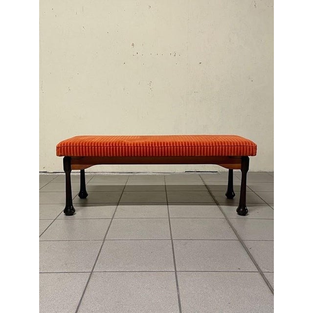 Black Bench in Stained Wood and Corduroy, 1960s For Sale - Image 8 of 13