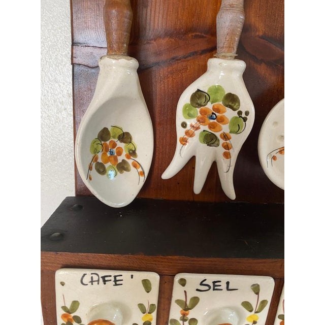 Salt, Sugar and Coffee Box Wall Set in Ceramic and Wood, France, 1960s, Set of 4 For Sale - Image 10 of 17