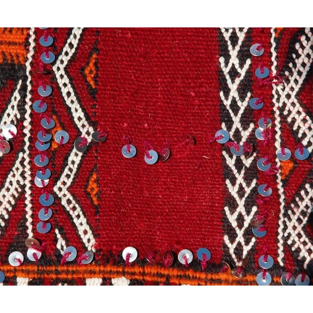 Ruby Red Moroccan Tribal Wedding Rug With Sequins North Africa For Sale - Image 8 of 9