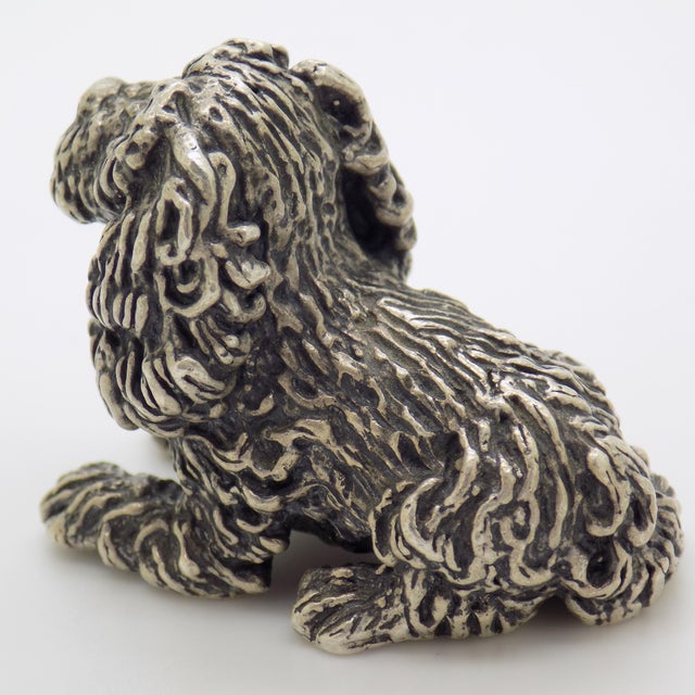 Vintage Italian Handmade Genuine Silver Sitting Dog Large Miniature Figurine Sculpture, Made in Tuscany (Arezzo) For Sale - Image 6 of 10