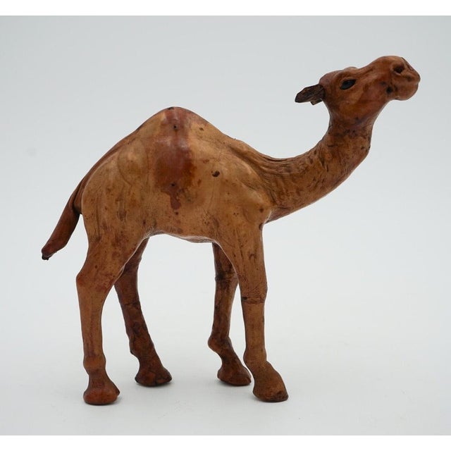 Camel Sculpture with Aged Leather on Hand Carved Wood from Libertys London For Sale - Image 6 of 9