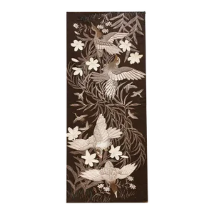 Mid-Century Embroidered Flying Birds Textile Art