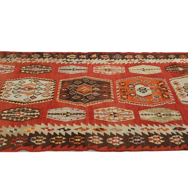 Mid 20th Century Vintage Turkish Kilim Rug For Sale - Image 4 of 7