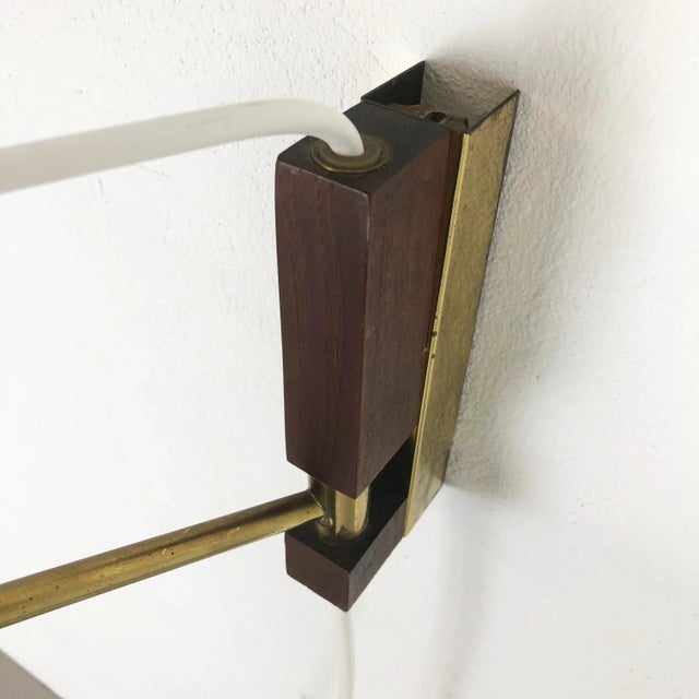 Danish Brass and Teak Wall Light, Denmark, 1960s For Sale - Image 11 of 14