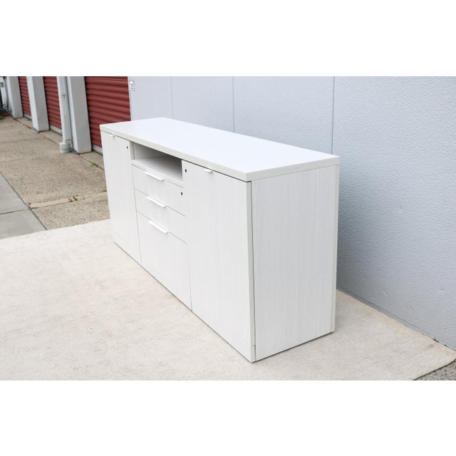 Modern Minimalist Knoll Reff Profiles Classic Credenza Sideboard in Whitened Ash For Sale In New York - Image 6 of 18